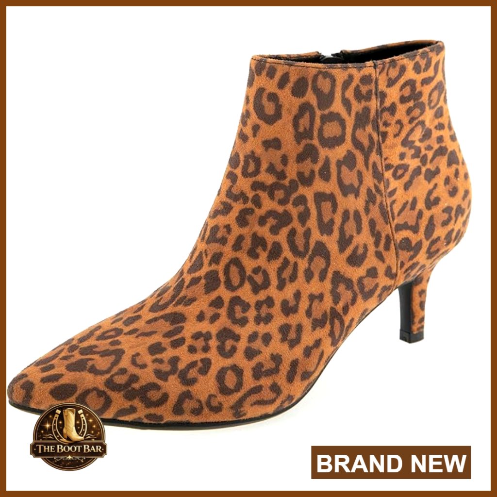 Faux Suede Ankle Booties With Kitten Heel, Pointed Toe, Zip Closure